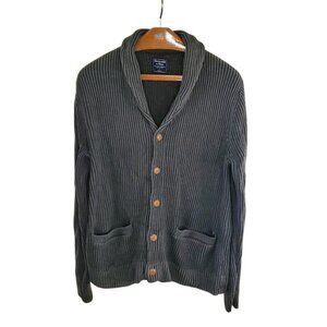Abercrombie & Fitch Shawl Collar Cardigan Men’s L Y2K -10s Ribbed Knit Cotton Sw